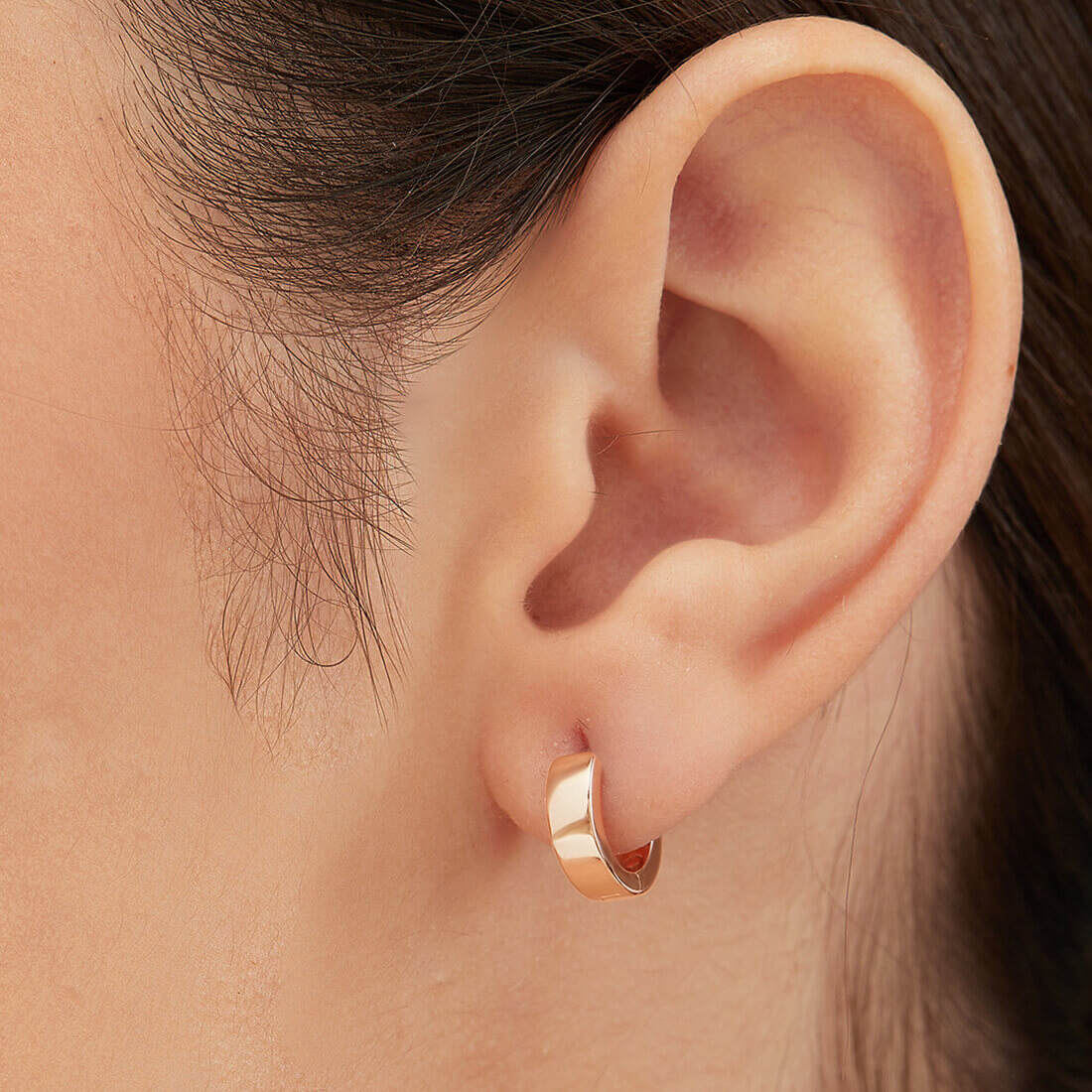 Ela 925 Silver Hoop Earrings In Rose Gold - Image 2