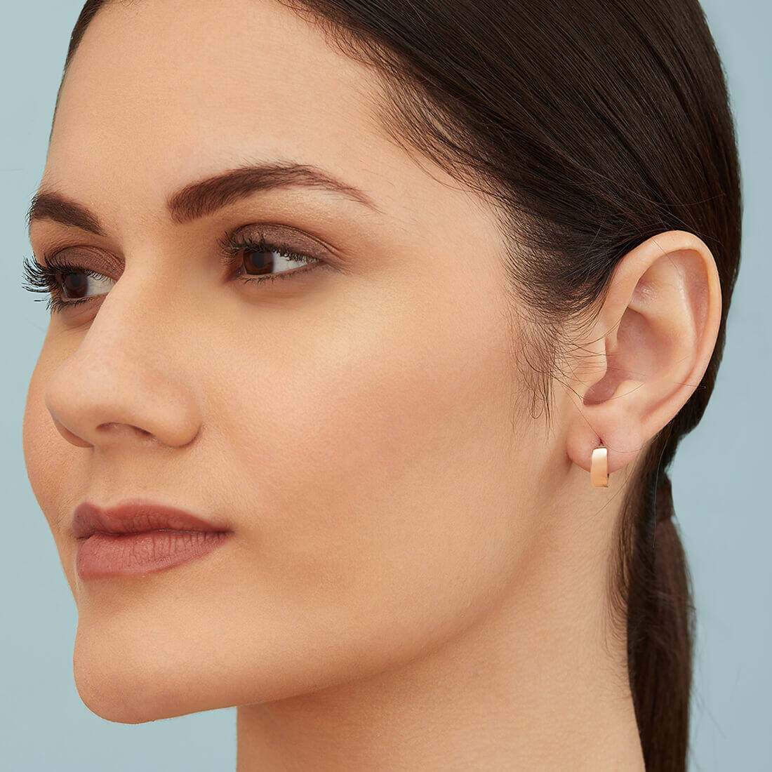 Ela 925 Silver Hoop Earrings In Rose Gold - Image 3