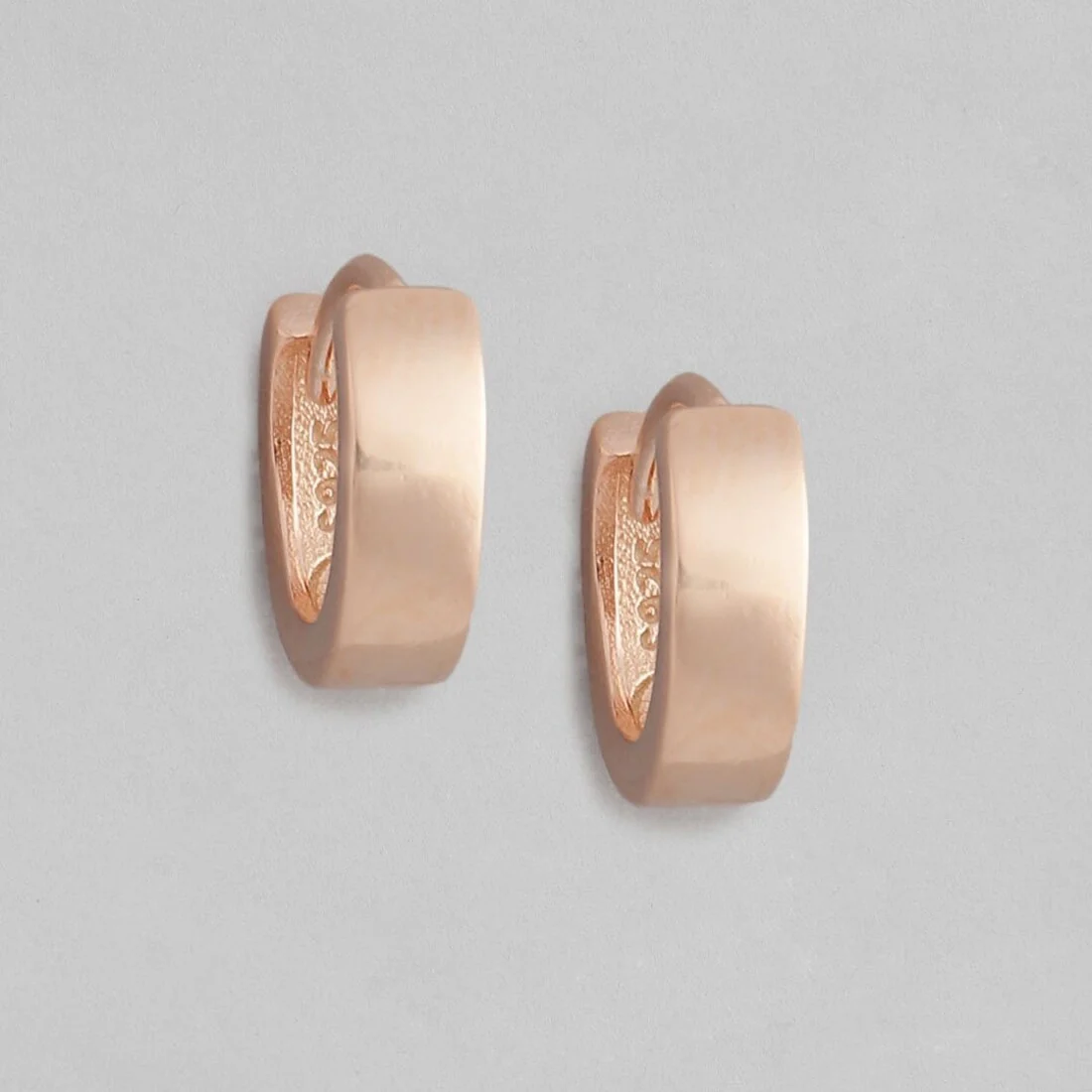 Ela 925 Silver Hoop Earrings In Rose Gold - Image 5