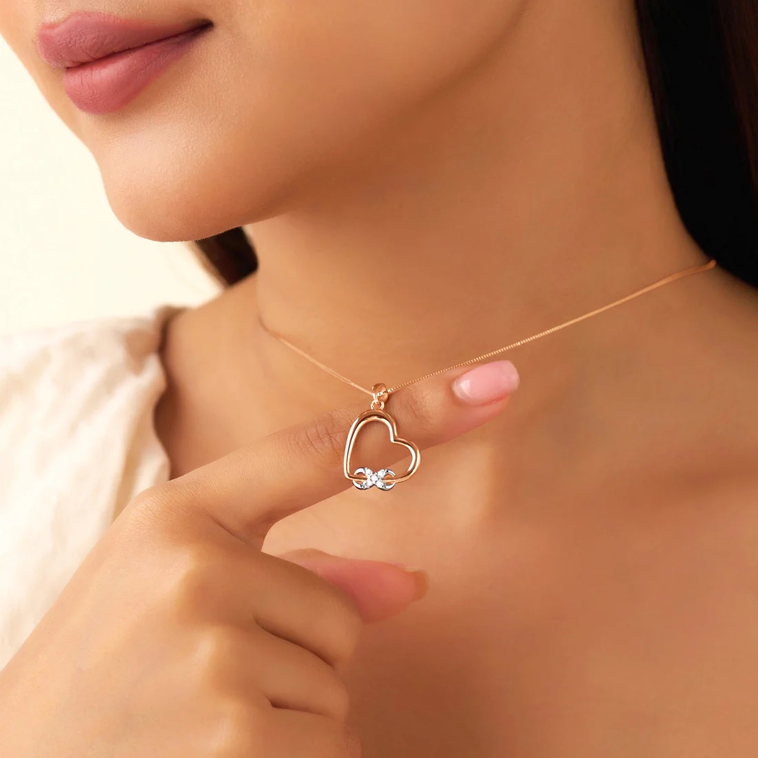 Love's Infinite Path Rhodium & Rose Gold Plated Necklace - Image 2
