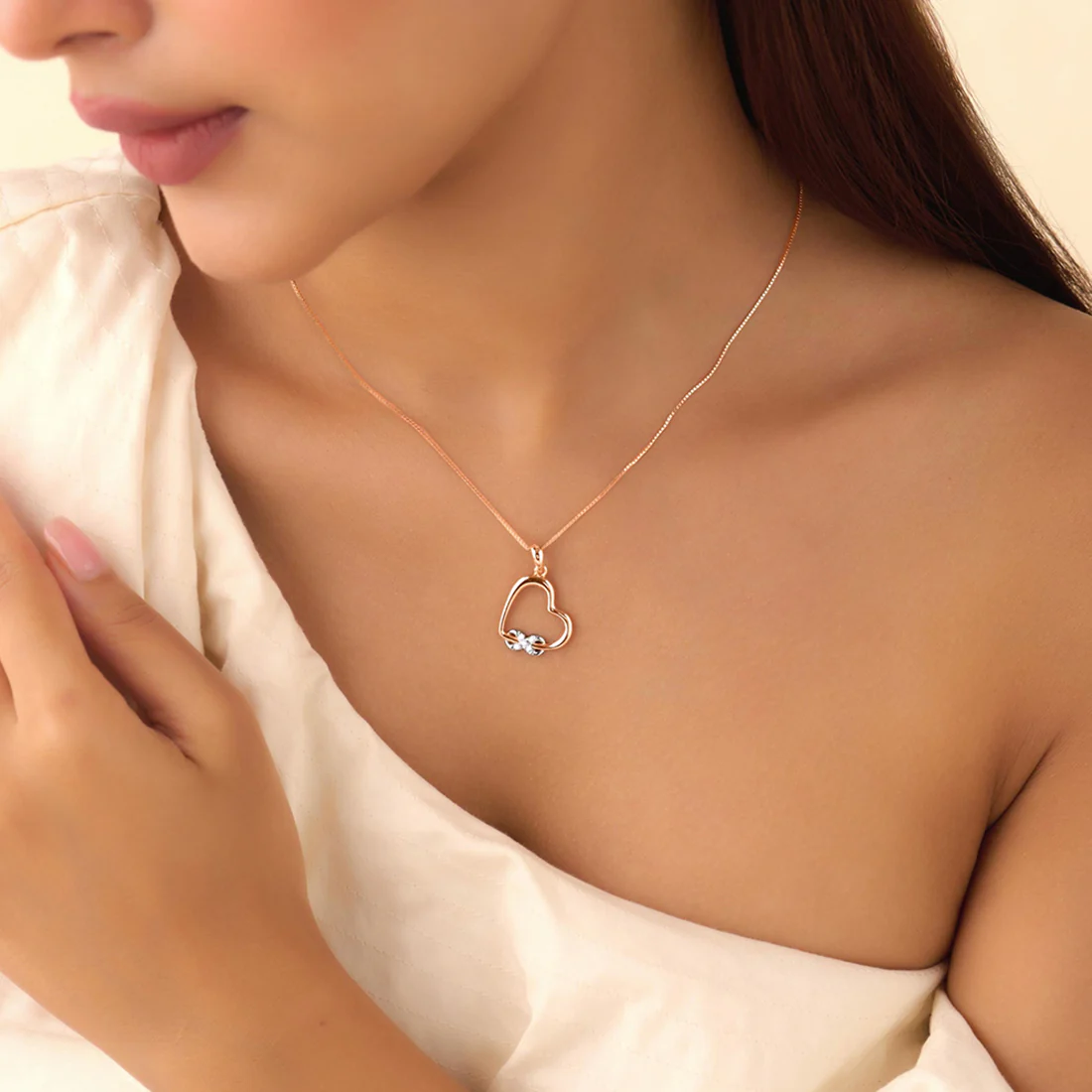 Love's Infinite Path Rhodium & Rose Gold Plated Necklace - Image 3
