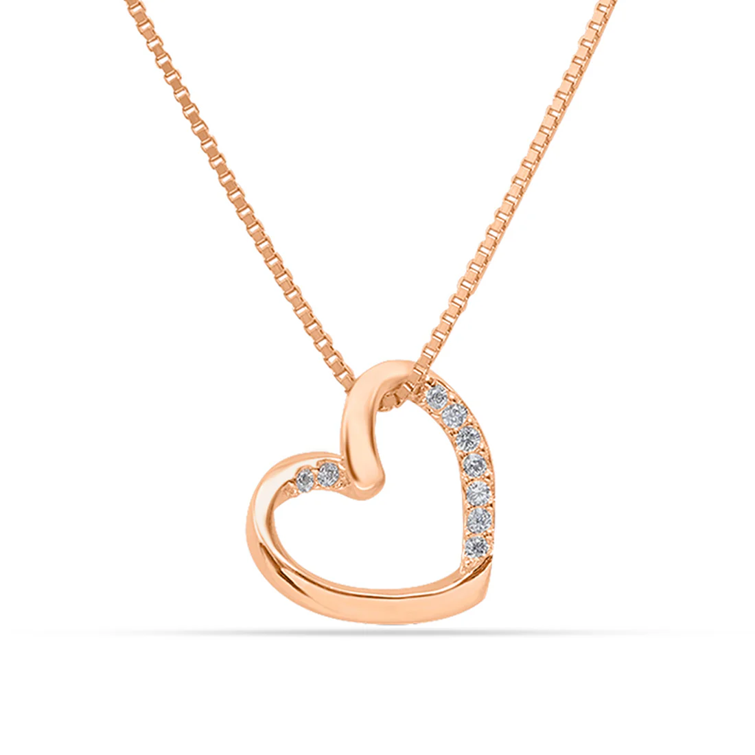 Love's Sparkle Heart Rose Gold Plated 925 Sterling Silver Pendant with Chain - Image 5