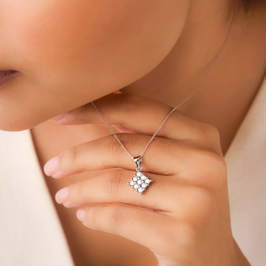 Luminous Lattice Rhodium Plated Cubic Zirconia Jewellery Set - Image 4