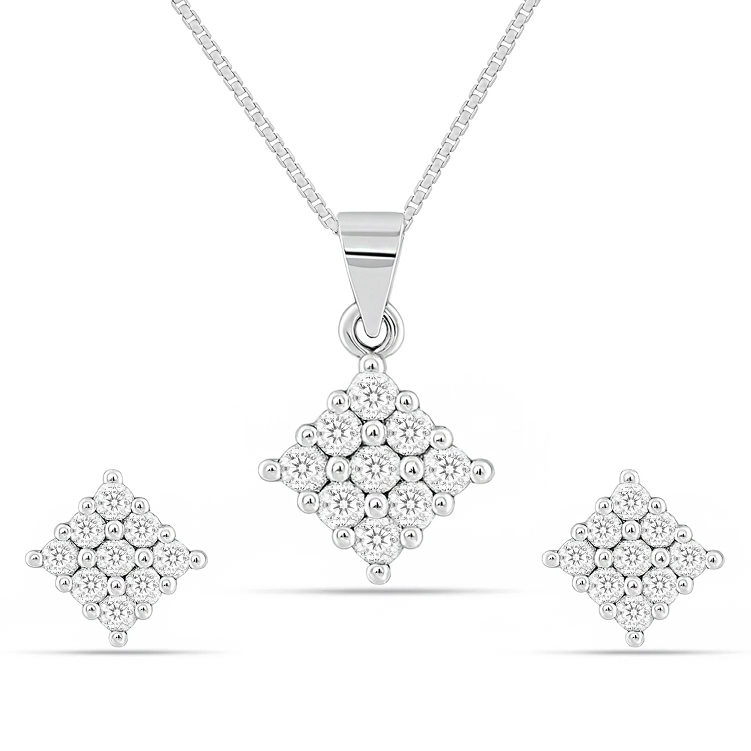 Luminous Lattice Rhodium Plated Cubic Zirconia Jewellery Set - Image 5