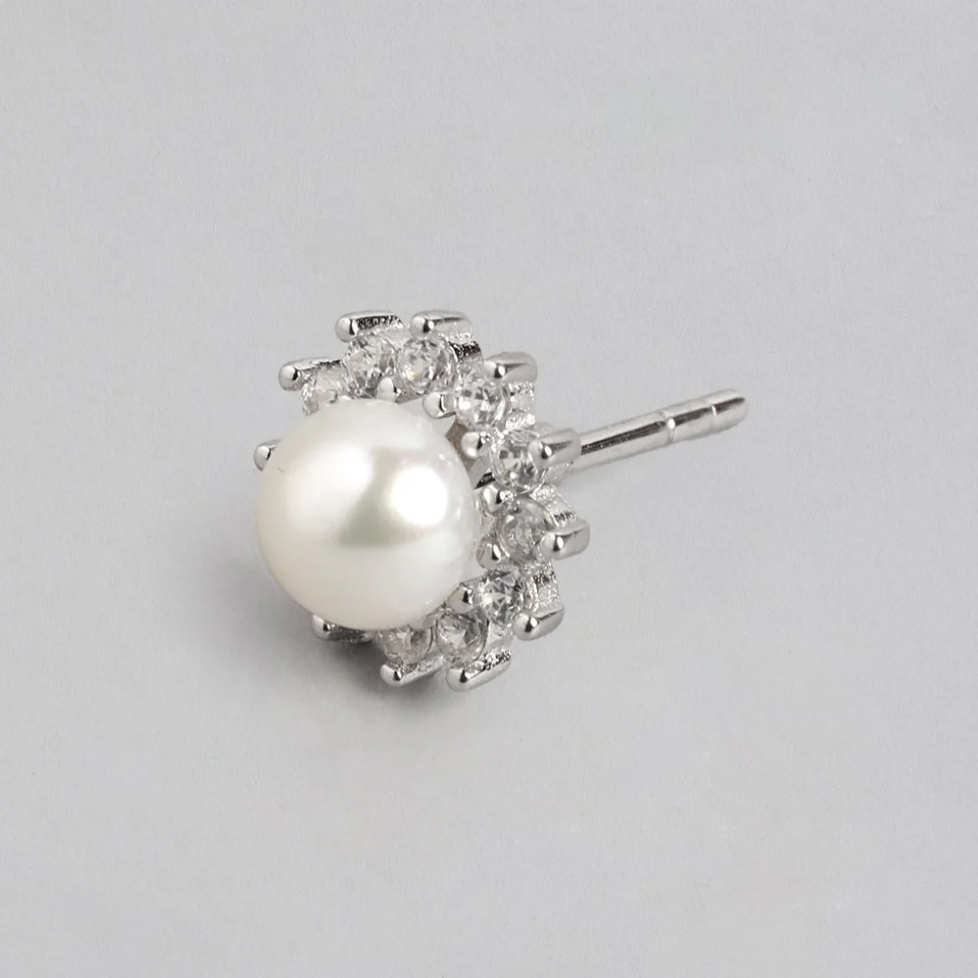 Lustrous CZ-Pearl Symphony 925 Sterling Silver Jewelry Set - Image 3