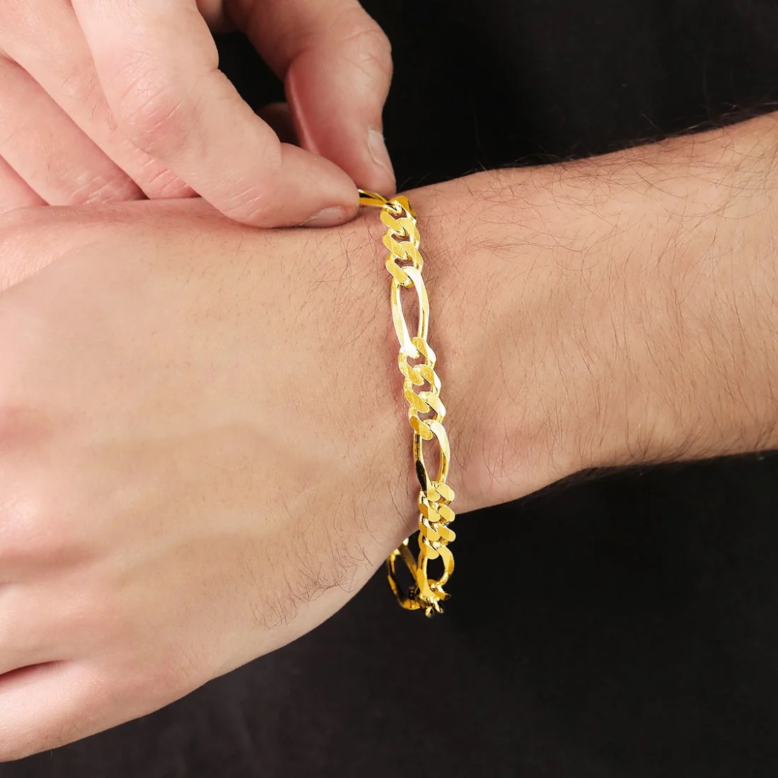 Luxurious Gold Plated 925 Sterling Silver Men's Linked Bracelet - Image 2
