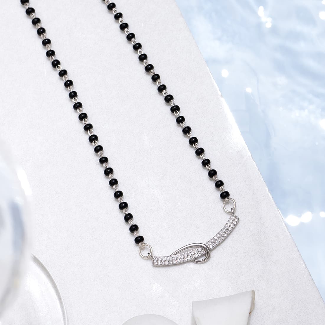 Elegant CZ Studded 925 Silver Mangalsutra