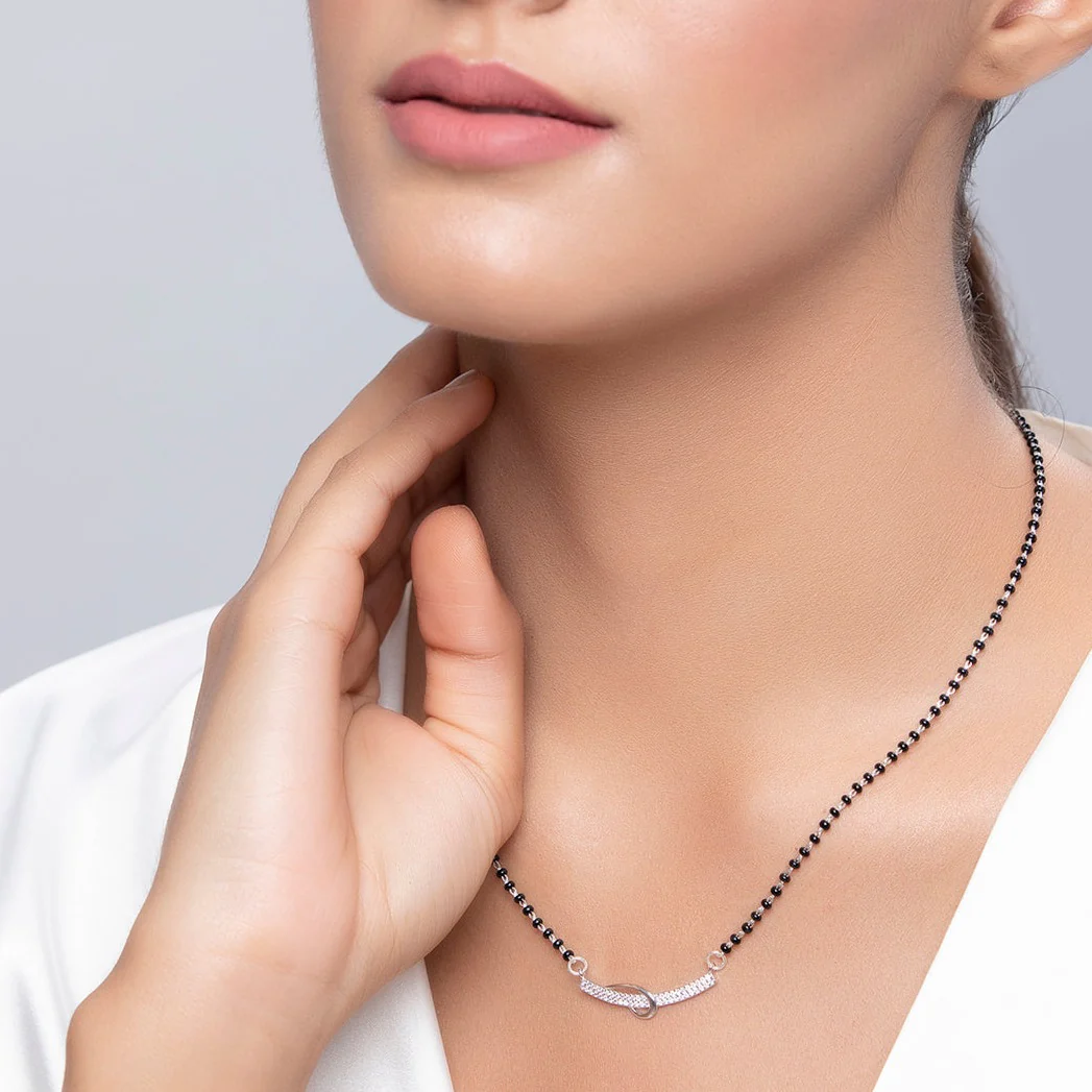 Elegant CZ Studded 925 Silver Mangalsutra - Image 3