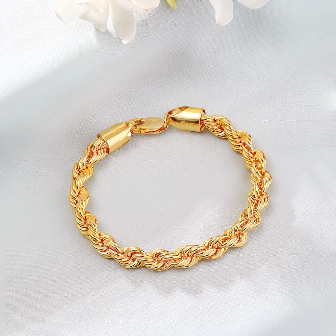Masculine Gold-Plated 925 Sterling Silver Men's Twisted Chain Bracelet - Image 4
