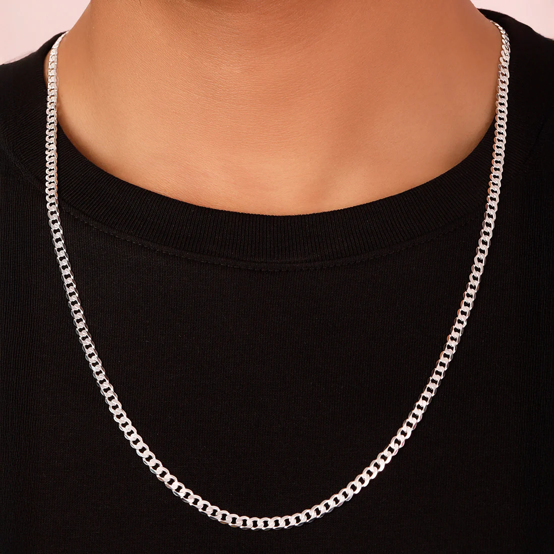 Classic Curb-Link: Rhodium-Plated 925 Silver Chain