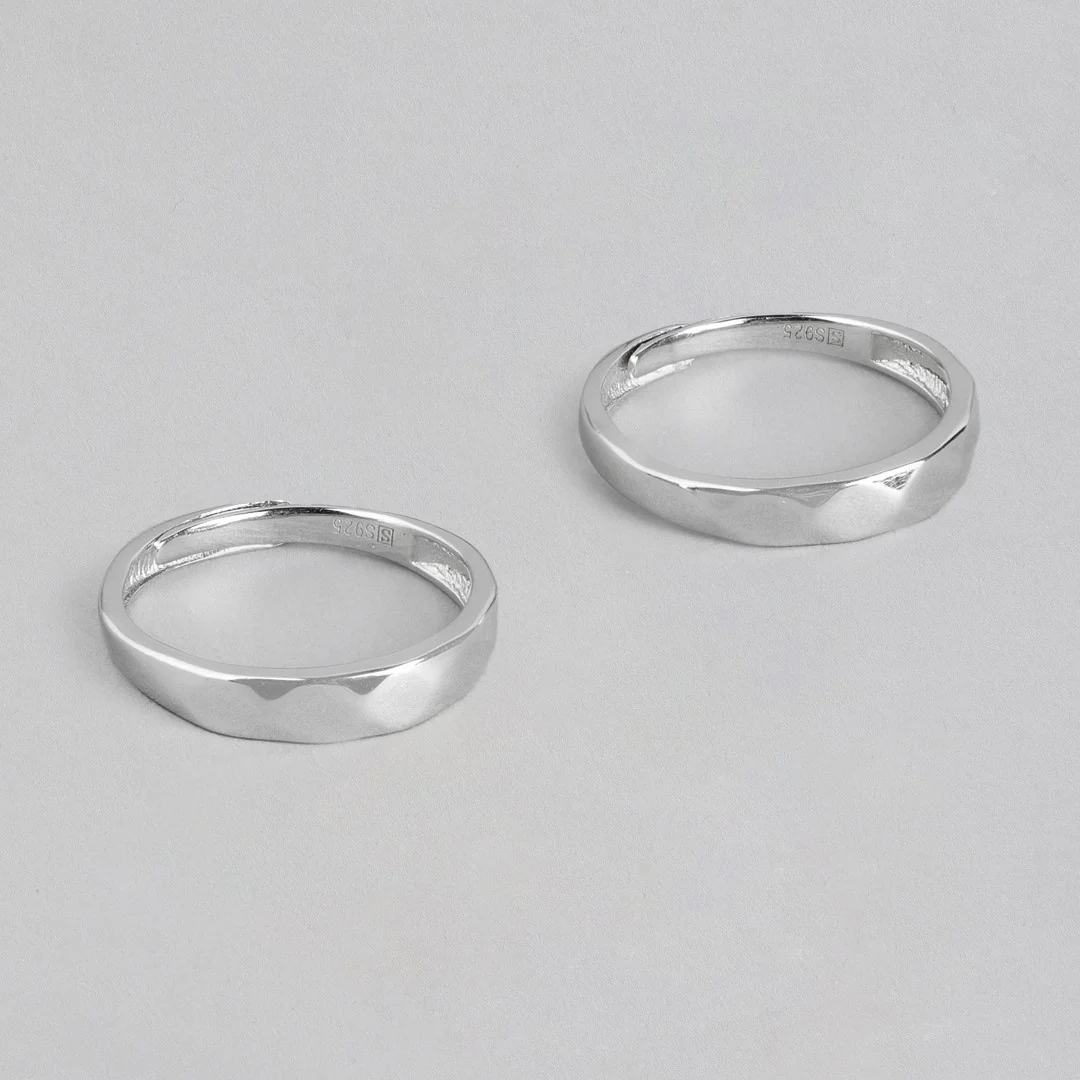 Majestic Lovers Rhodium Plated 925 Sterling Silver Couple Rings (Adjustable) - Image 5