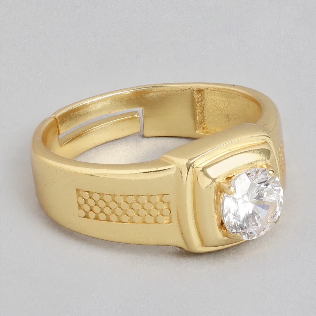Majestic Solace 925 Sterling Silver Gold-Plated Solitaire Ring for Him Gift Hamper - Image 6