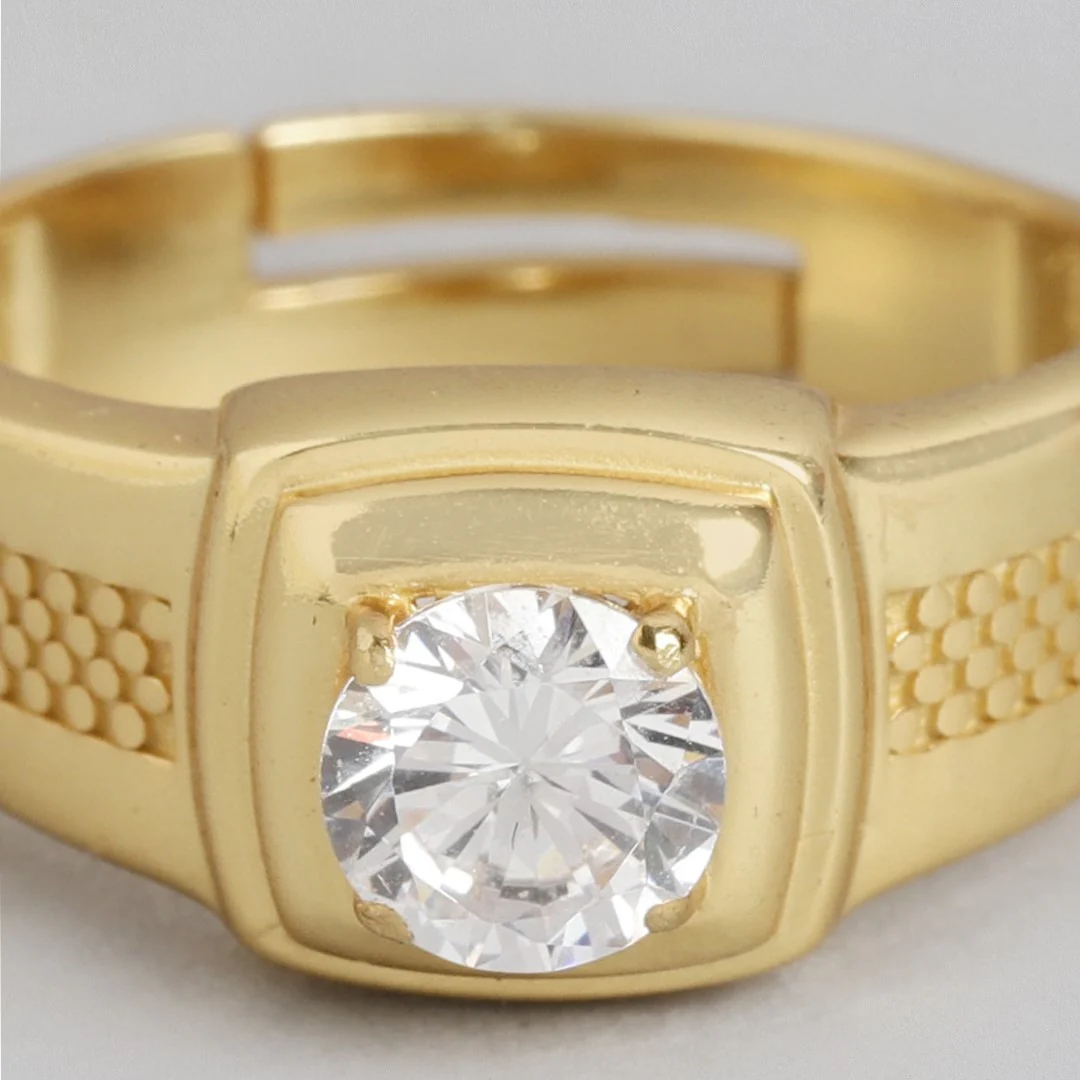 Majestic Solace 925 Sterling Silver Gold-Plated Solitaire Ring for Him Gift Hamper - Image 8