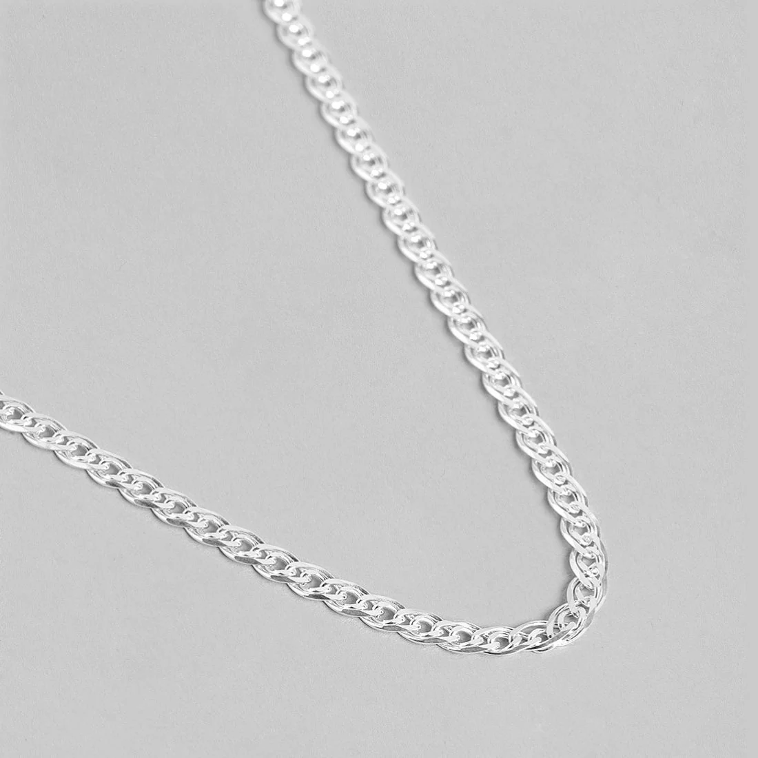 Masculine Elegance Rhodium-Plated Sterling Silver Weave Chain for Men - Image 4