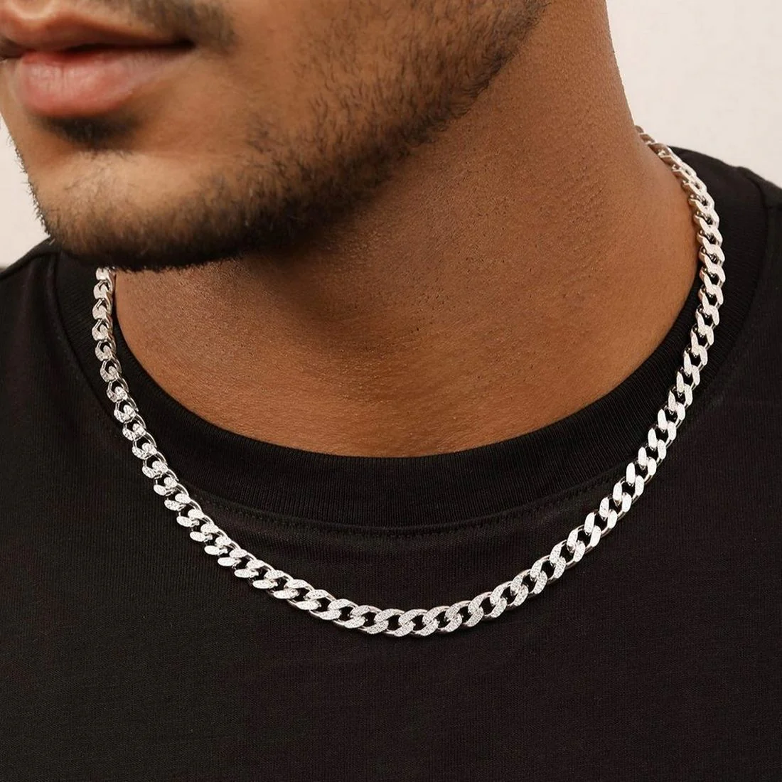 Masculine Links Rhodium Plated 925 Sterling Silver Men's Chain - Image 3