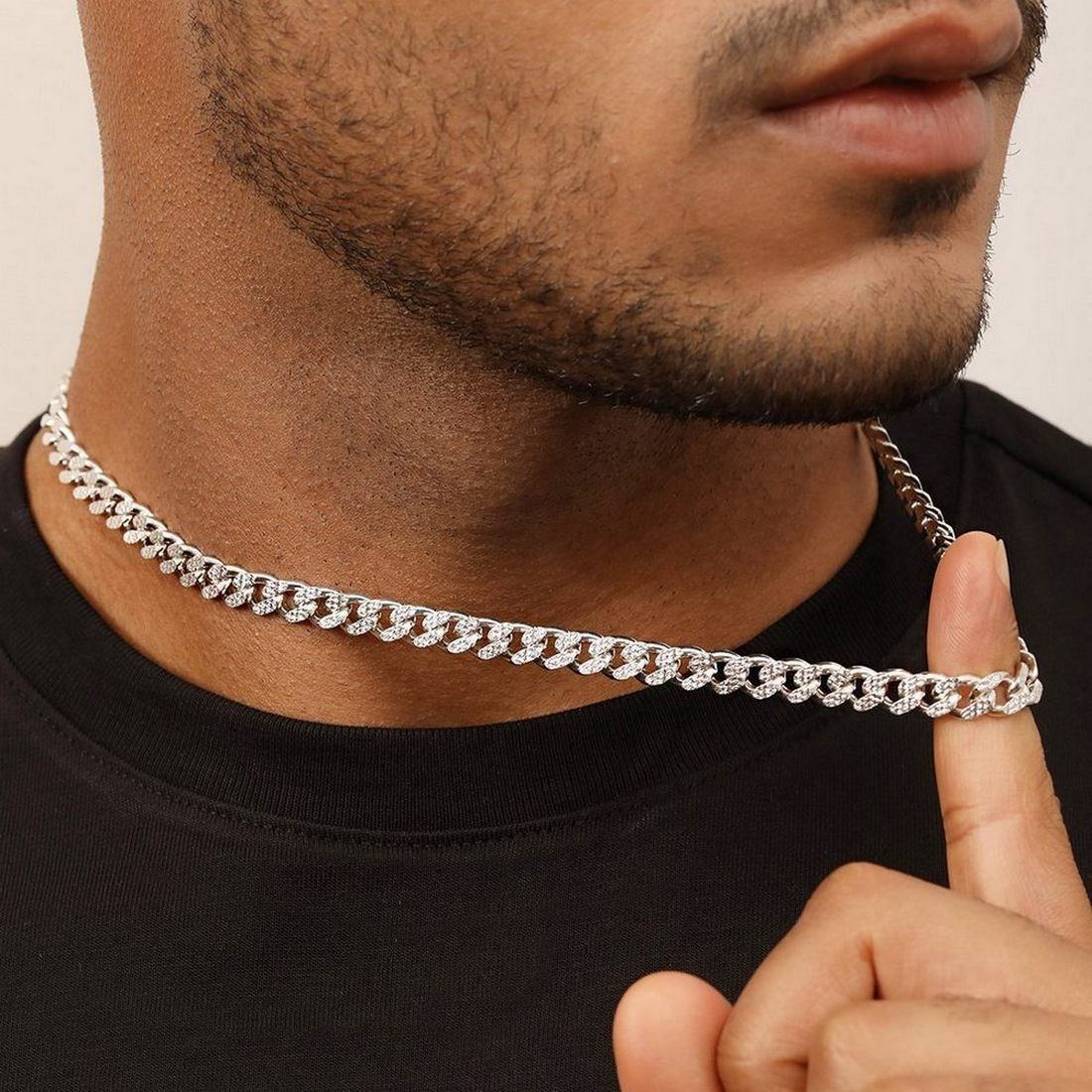 Masculine Links Rhodium Plated 925 Sterling Silver Men's Chain - Image 4