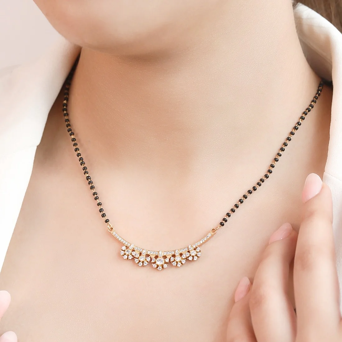 Gold Plated Flower 925 Sterling Silver Mangalsutra - Image 2