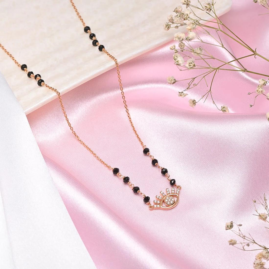 Evil Eye Protection Rose Gold Plated 925 Sterling Silver Mangalsutra - Image 2