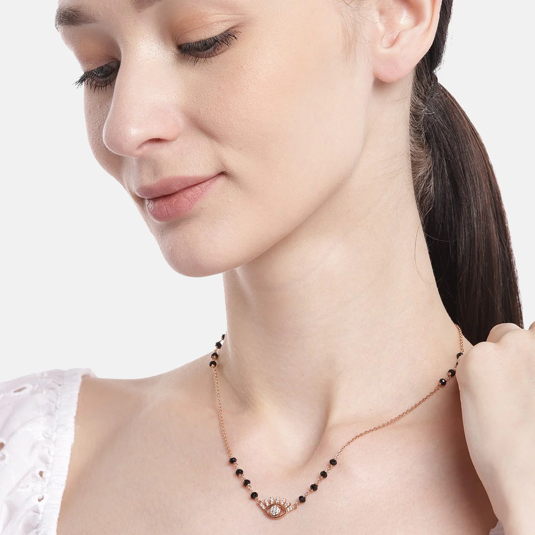 Evil Eye Protection Rose Gold Plated 925 Sterling Silver Mangalsutra - Image 3