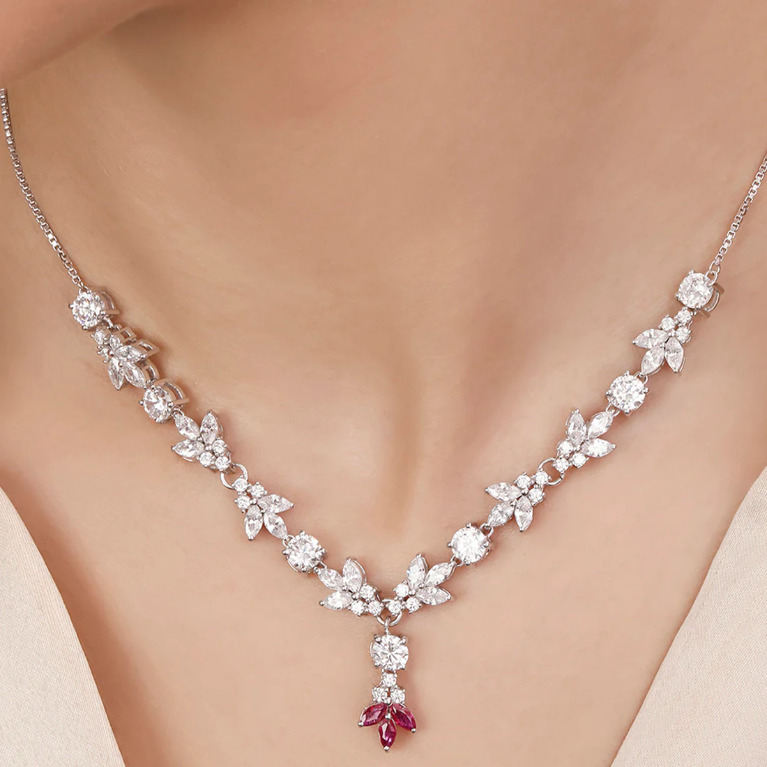 Midnight Reverie Rhodium Plated 925 Sterling Silver Necklace