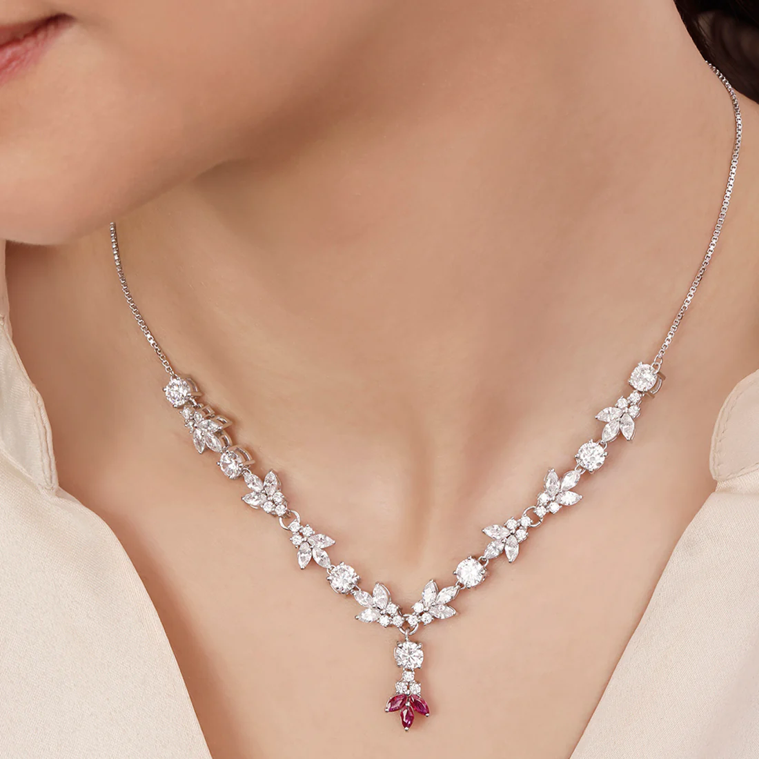 Midnight Reverie Rhodium Plated 925 Sterling Silver Necklace - Image 2