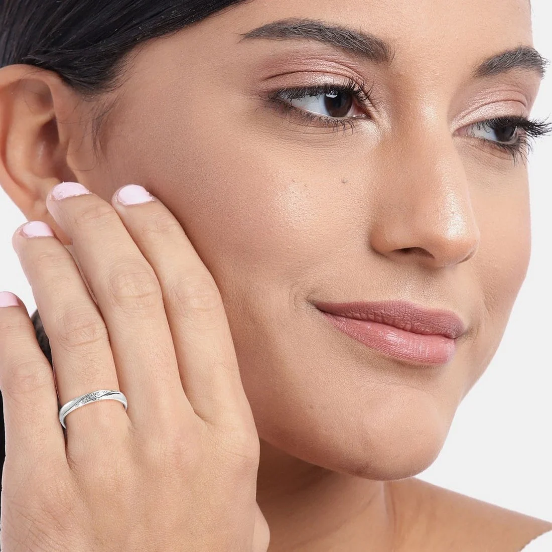 Minimal CZ Rhodium Plated 925 Sterling Silver Adjustable Ring For HER (Adjustable) - Image 2