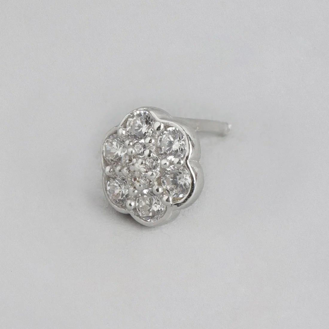 Minimal CZ Studded Rhodium Plated 925 Sterling Silver Studs - Image 5