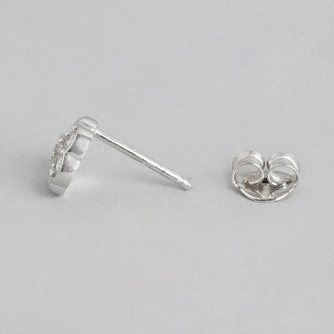 Minimal CZ Studded Rhodium Plated 925 Sterling Silver Studs - Image 6
