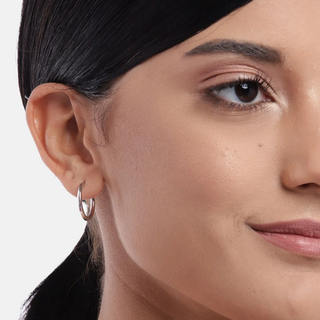 Minimal Hoop n Loop 925 Sterling Silver Earrings - Image 3