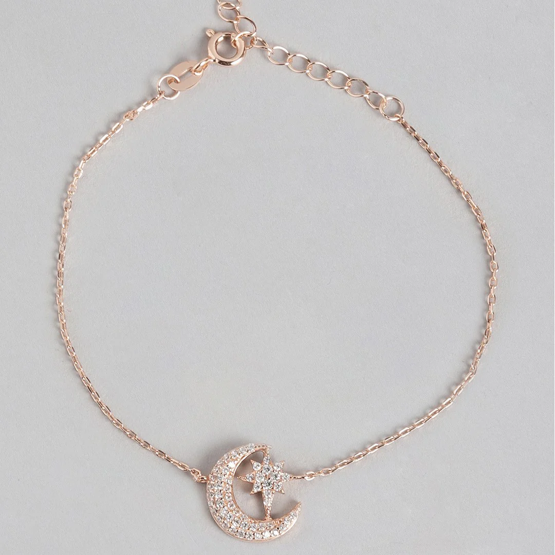 My Moon and Star 925 Silver Bracelet in Rose Gold - Image 5