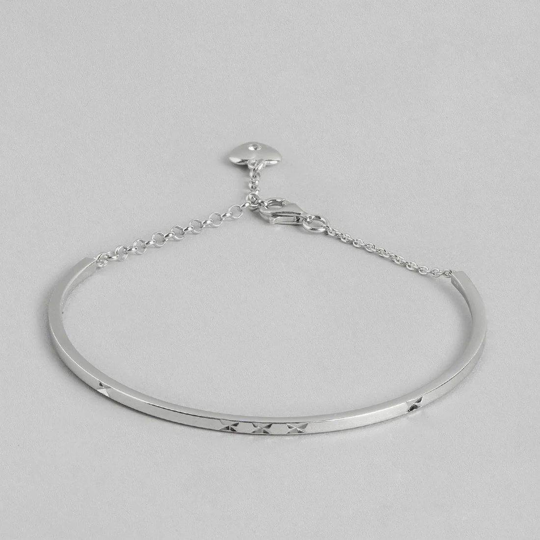 Minimal Rhodium Plated 925 Sterling Silver Bracelet - Image 3