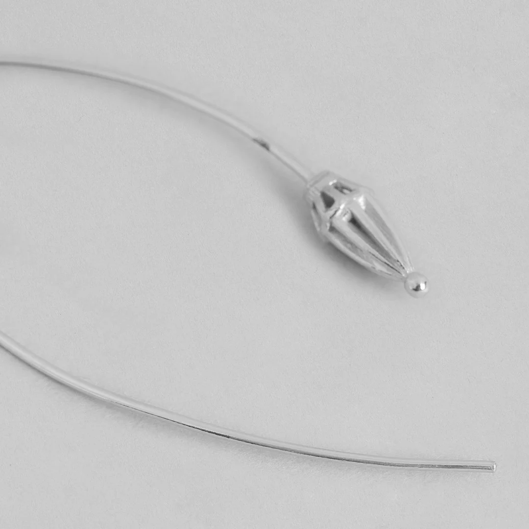 Minimal Rhodium Plated Drop Earring 925 Sterling Silver - Image 5