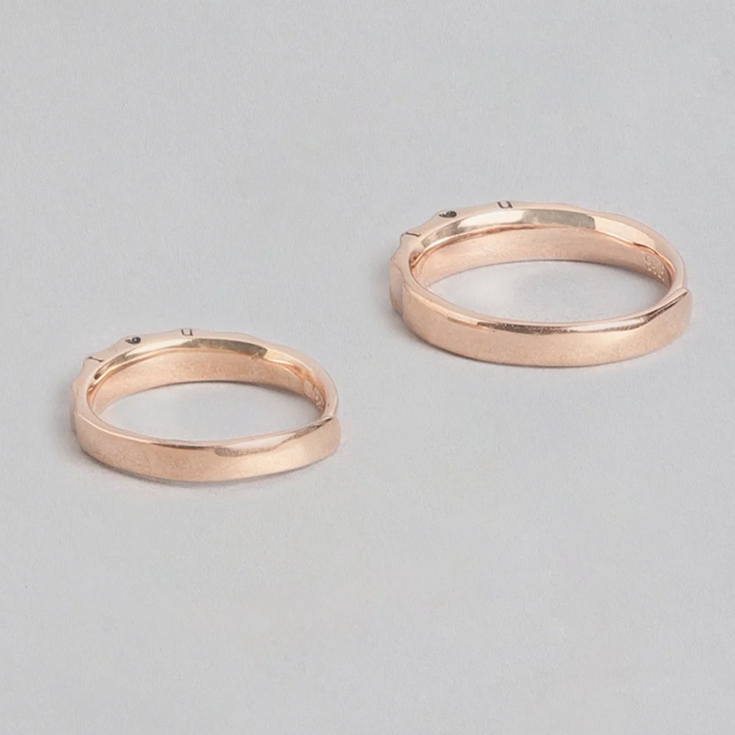 Minimal Rose Gold Plated 925 Sterling Silver Couple Ring Band (Adjustable) - Image 9