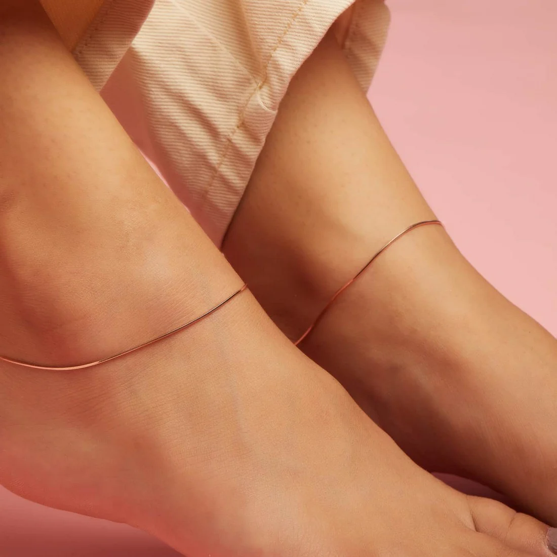 Minimal Serenity Rose Gold Plated 925 Sterling Silver Anklet - Image 3