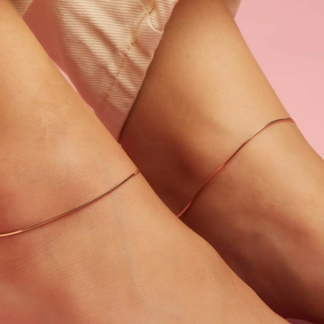 Minimal Serenity Rose Gold Plated 925 Sterling Silver Anklet - Image 4