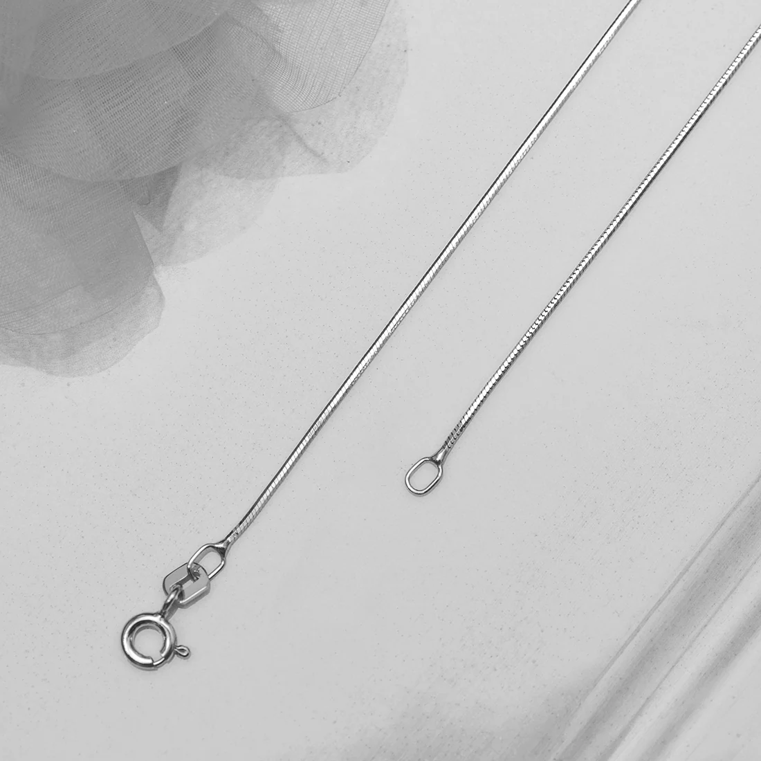 Minimal Snake Chain 925 Silver Rhodium Plated Anklet - Image 5