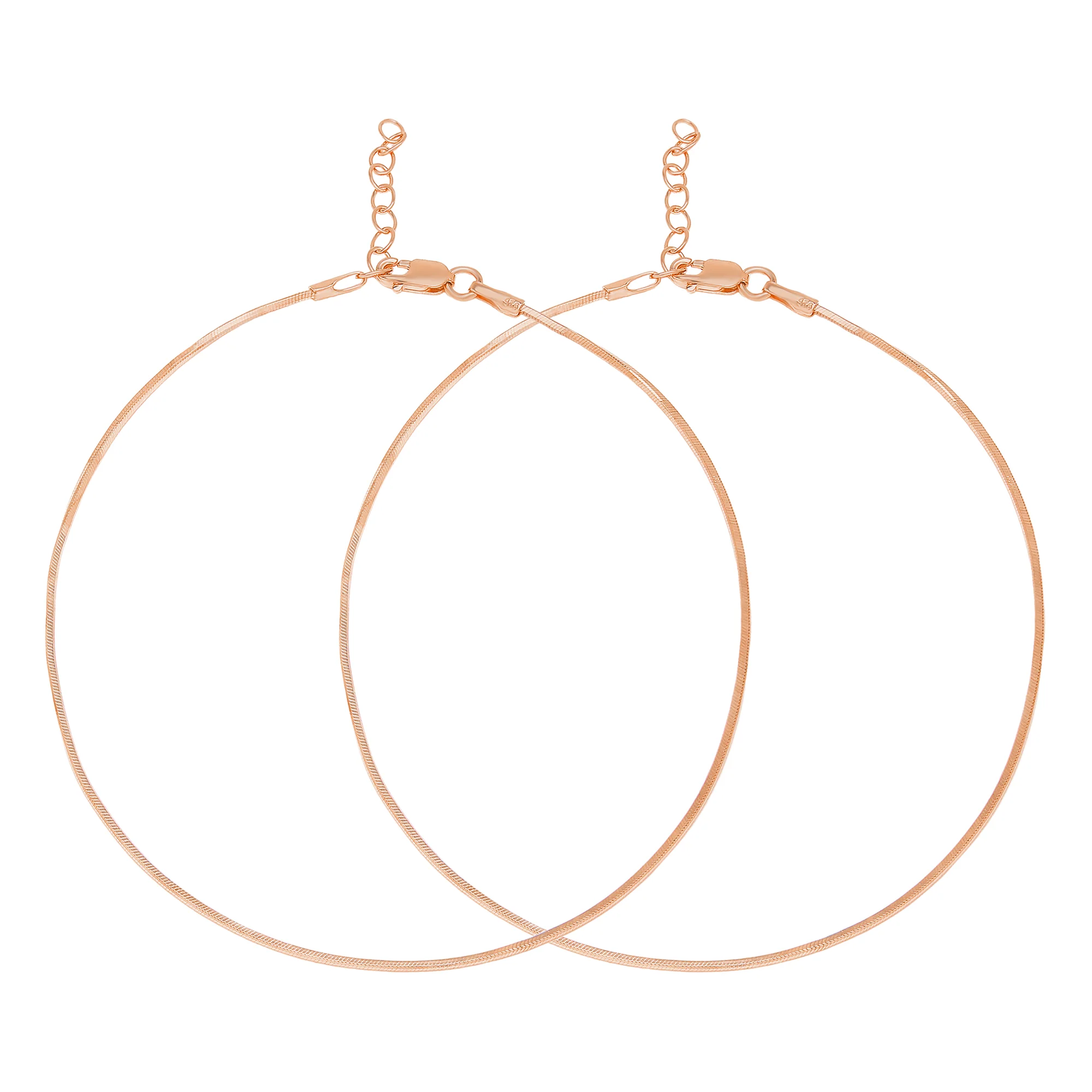 Minimal Snake Chain 925 Sterling Silver Anklet In Rose Gold - Image 7