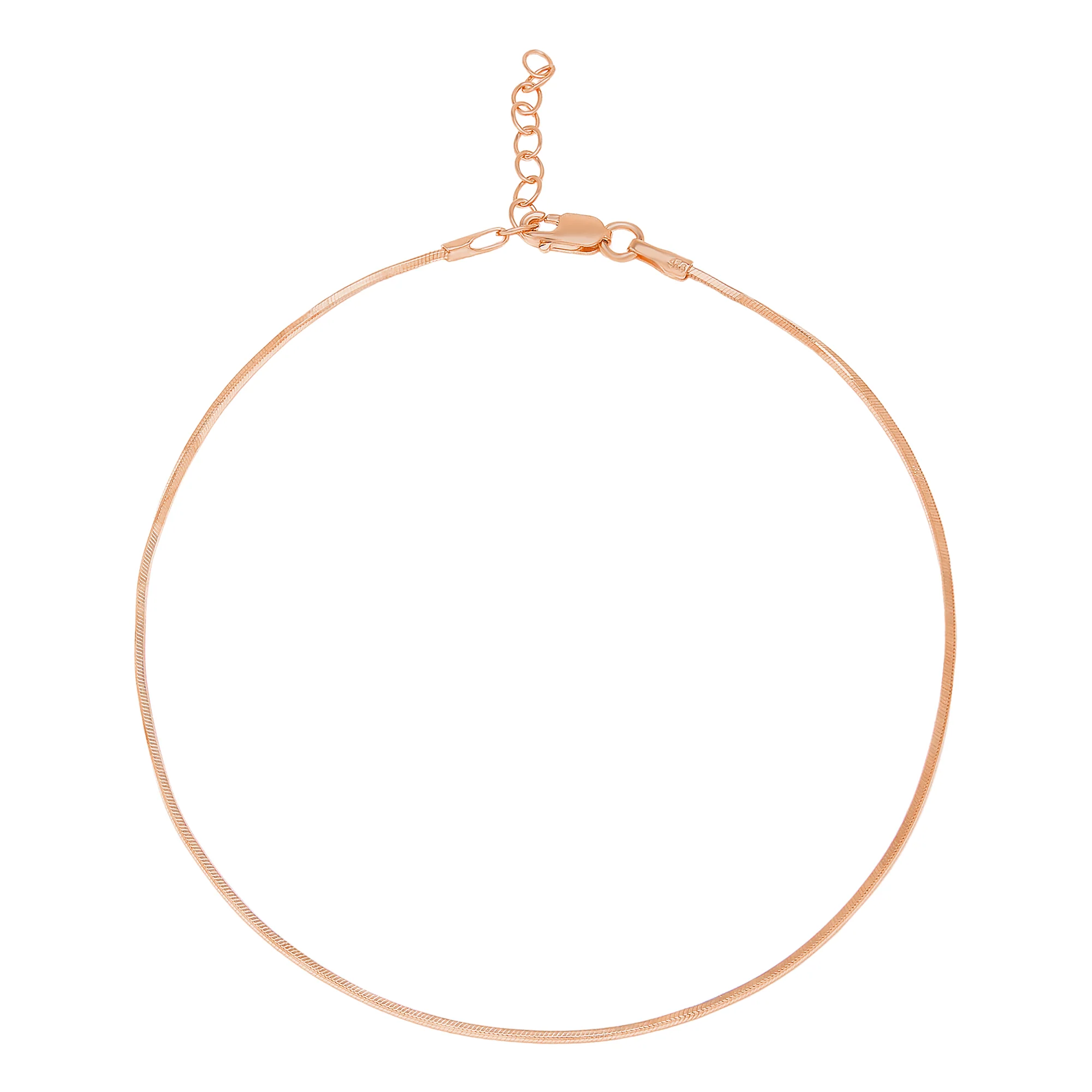 Minimal Snake Chain 925 Sterling Silver Anklet In Rose Gold - Image 8