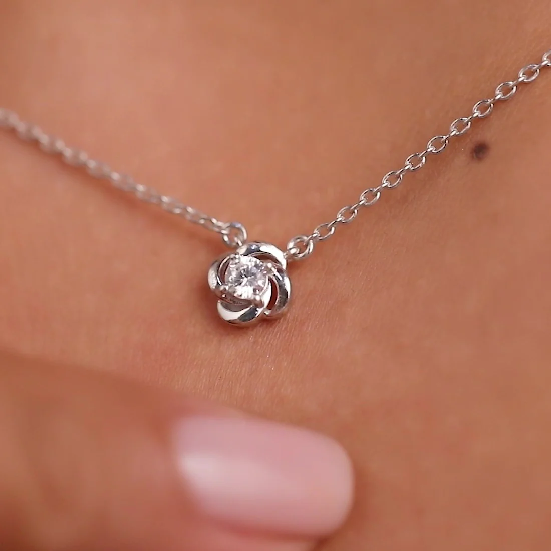 Minimalist Rose Rhodium Plated 925 Sterling Silver Necklace - Image 2