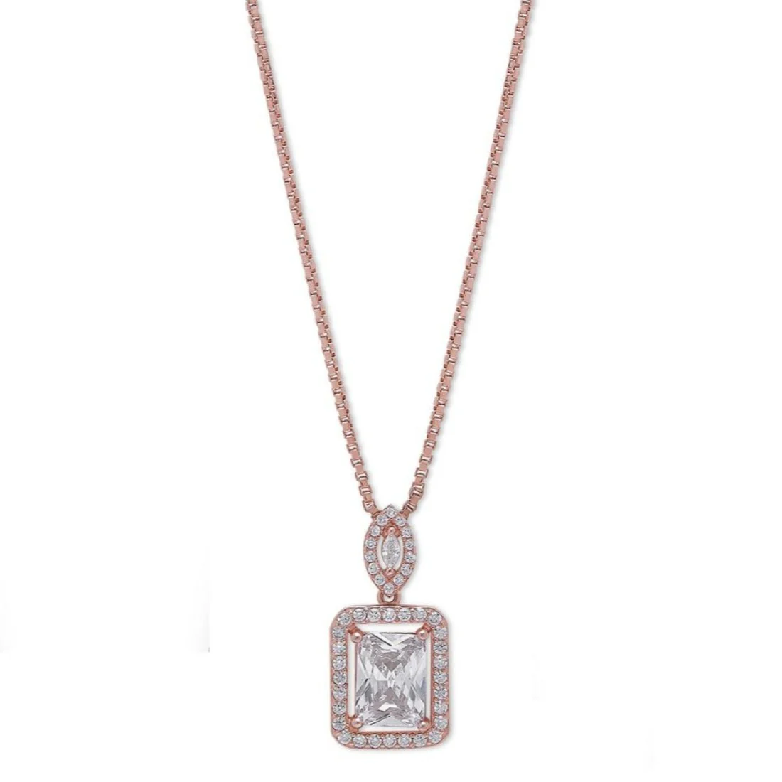 Modern Chic Rose Gold-Plated 925 Sterling Silver Rectangle Pendant with Chain - Image 5