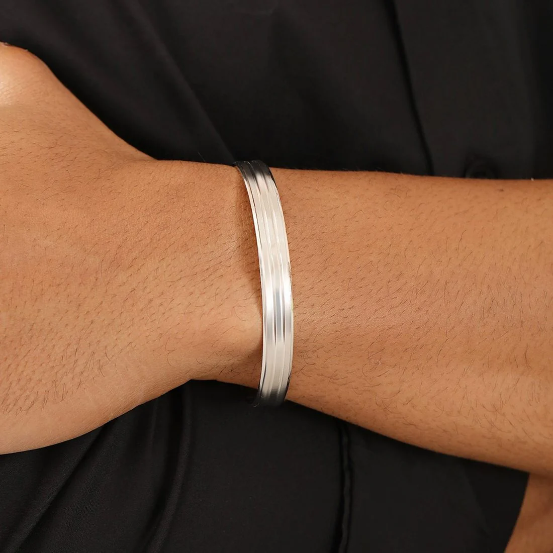Modern Elegance Rhodium Plated 925 Sterling Silver Men's Bracelet - Image 3