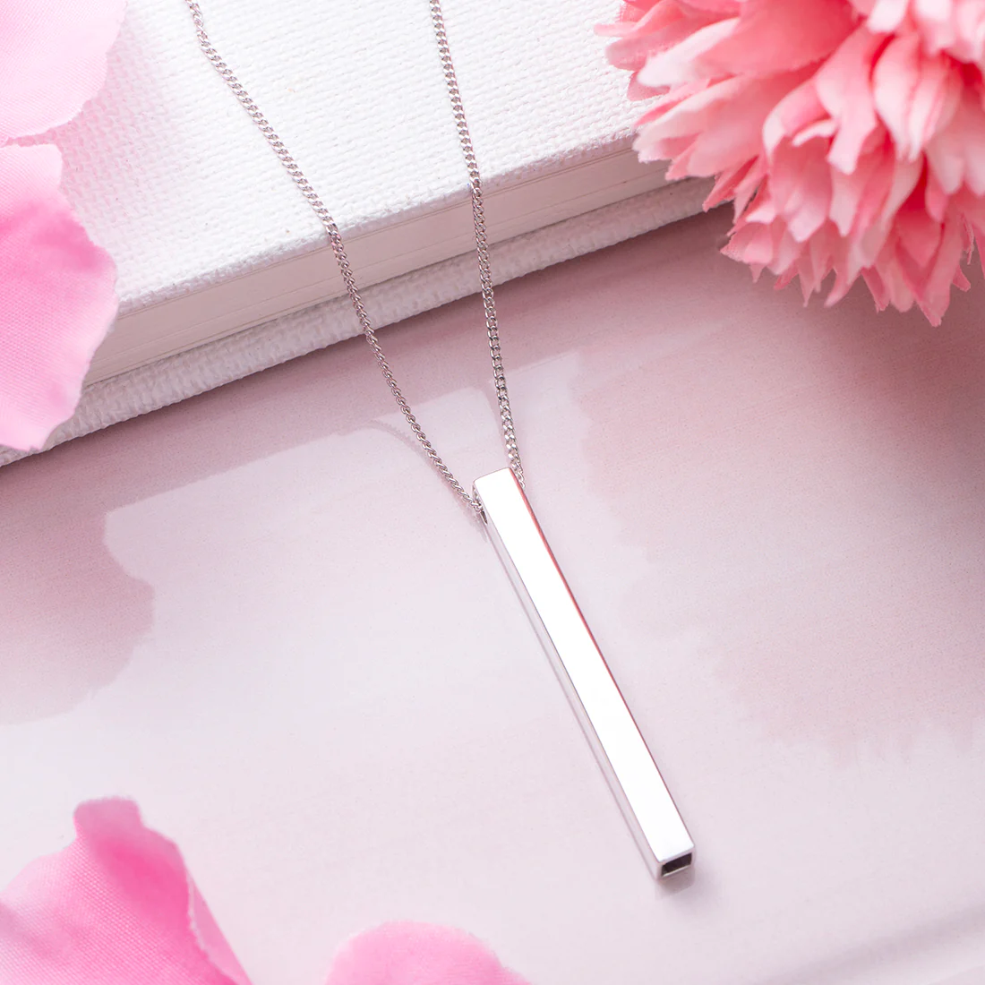 Modern Rectangle Radiance Rhodium-Plated 925 Sterling Silver Necklace - Image 2