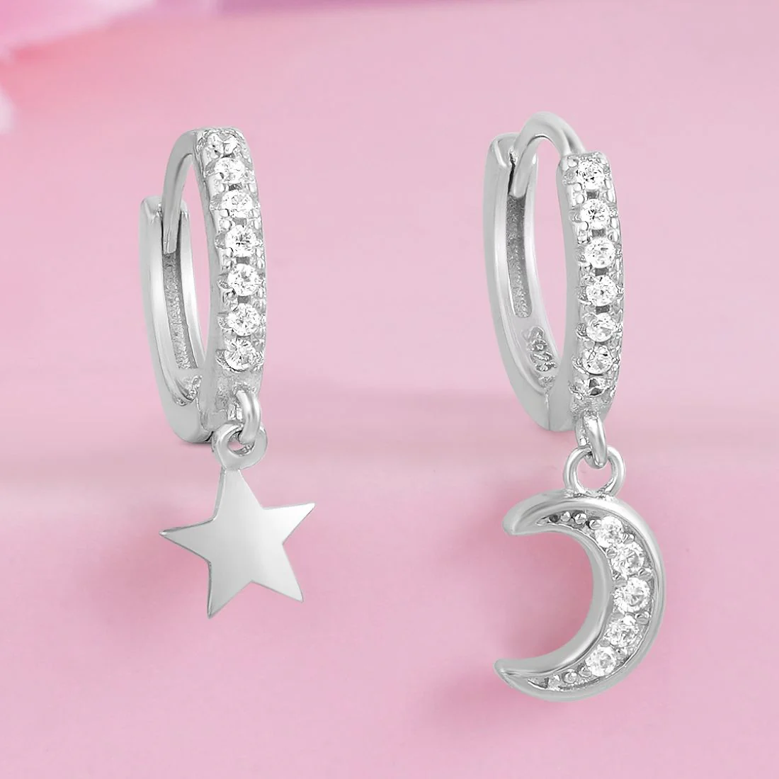Moon Charm Gold Plated 925 Sterling Silver Earrings
