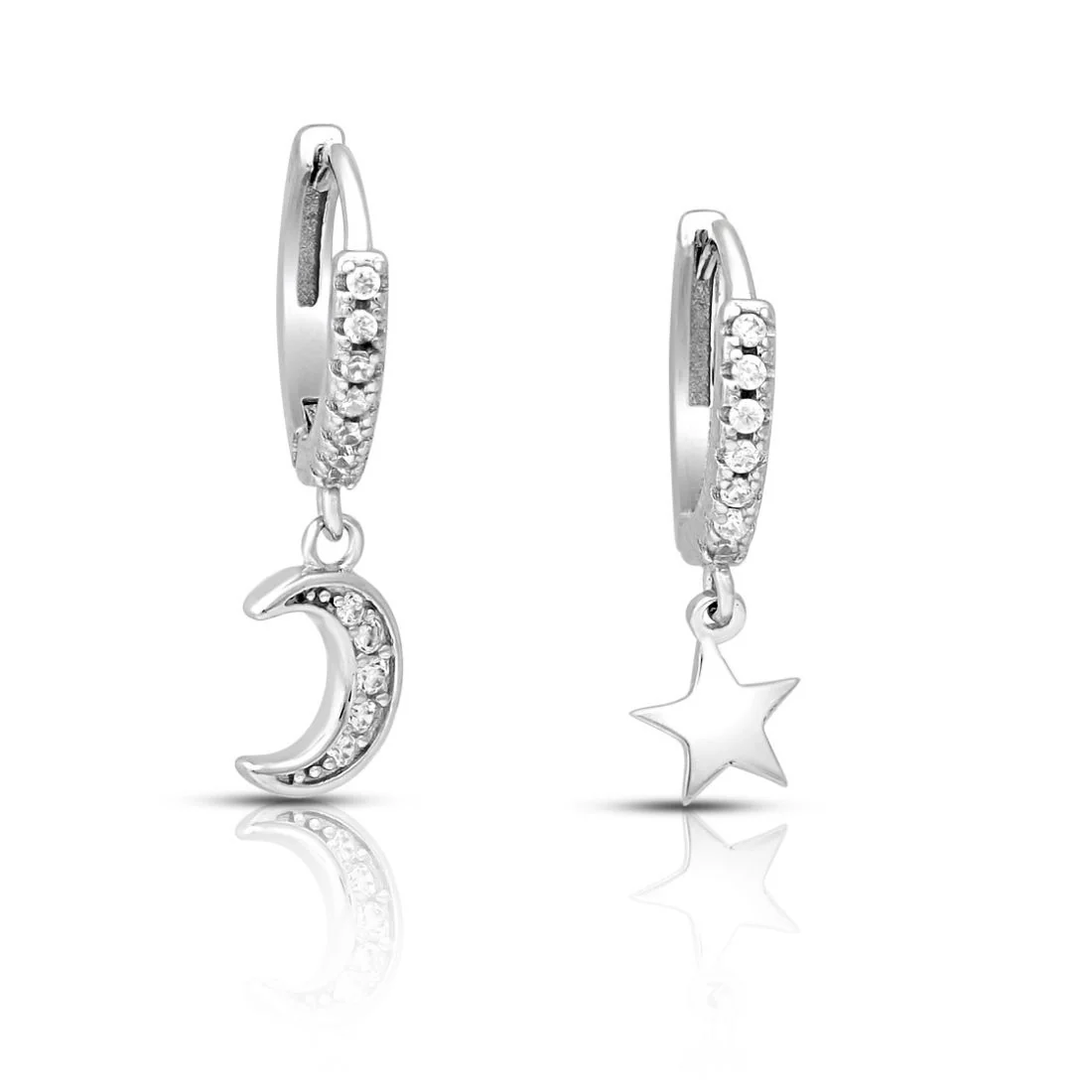 Moon Charm Gold Plated 925 Sterling Silver Earrings - Image 4