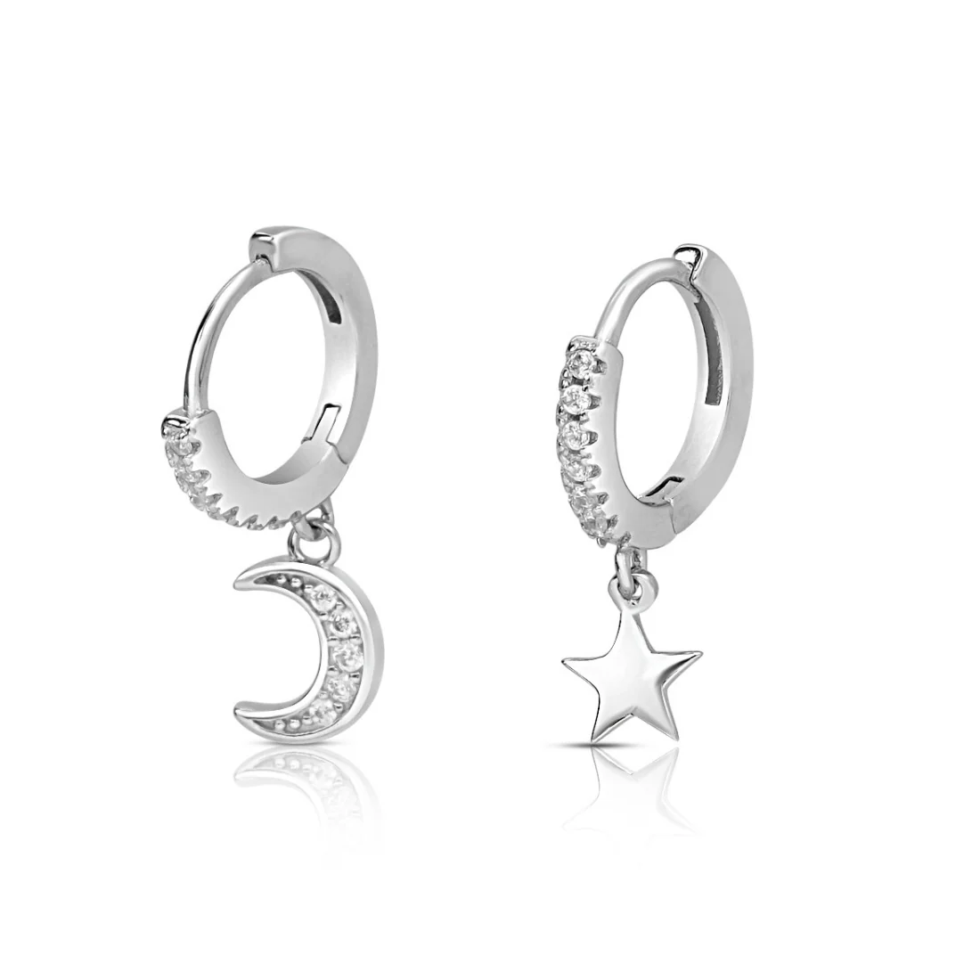 Moon Charm Gold Plated 925 Sterling Silver Earrings - Image 5