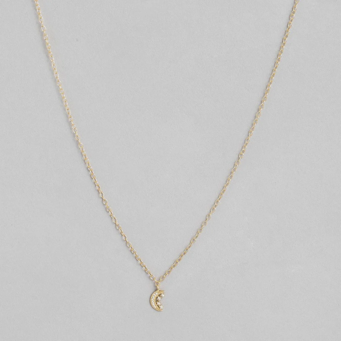 Moon n Stars CZ Necklace in 925 Sterling Silver Gold Plating - Image 4