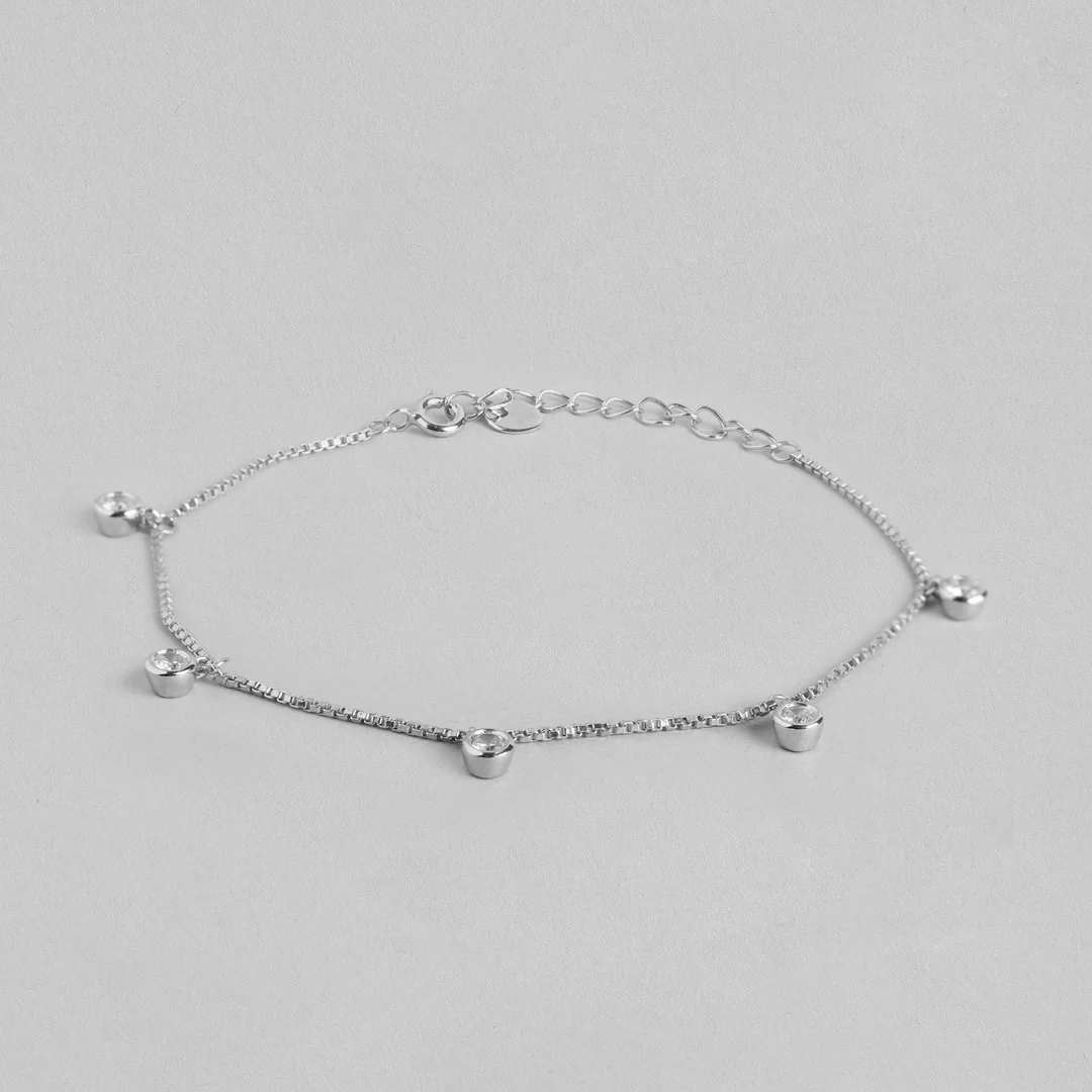Moonlit Glamour CZ Drop Rhodium Plated 925 Sterling Silver Bracelet - Image 3