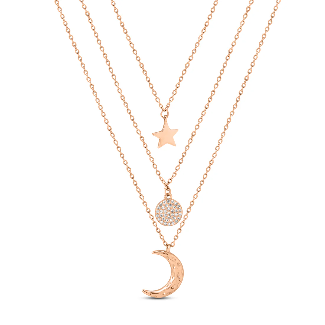 Multi Layered Rose Gold Plated 925 Sterling Silver Necklace - Image 4
