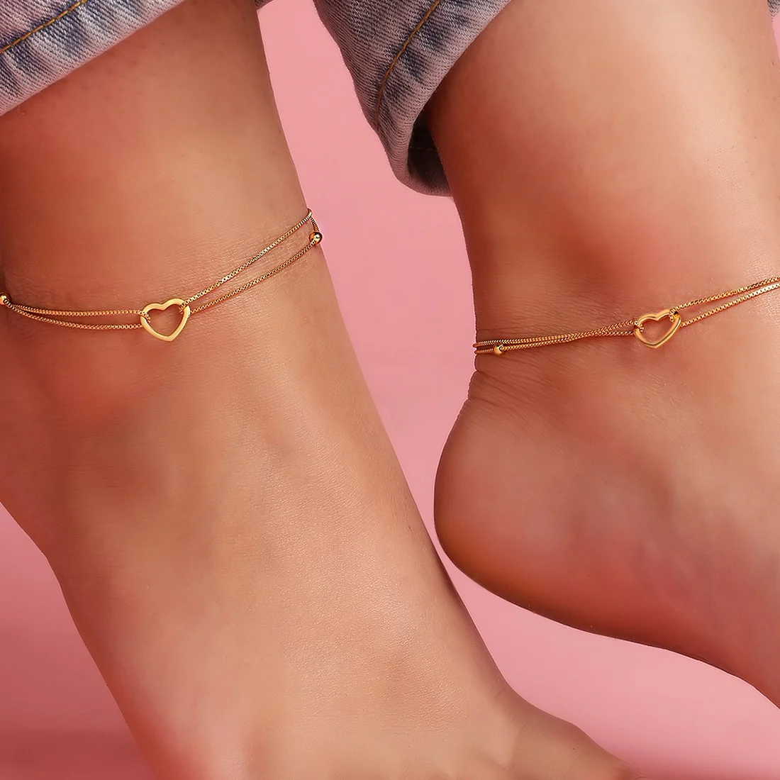 My Dainty Heart Rose Gold 925 Silver Anklets - Image 7