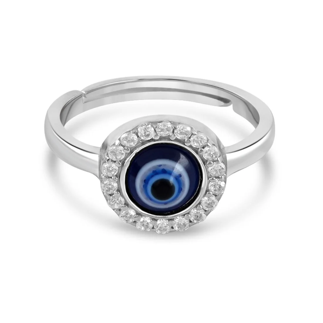 Mystic Ward Evil Eye CZ Rhodium Plated 925 Sterling Silver Ring (Adjustable) - Image 4